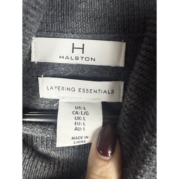H by Halston Merino Wool Grey Turtleneck Sweater Large Cozy Knit - Picture 3 of 8